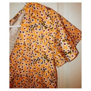 Yellow Flower Printed Mini Flow Dress.